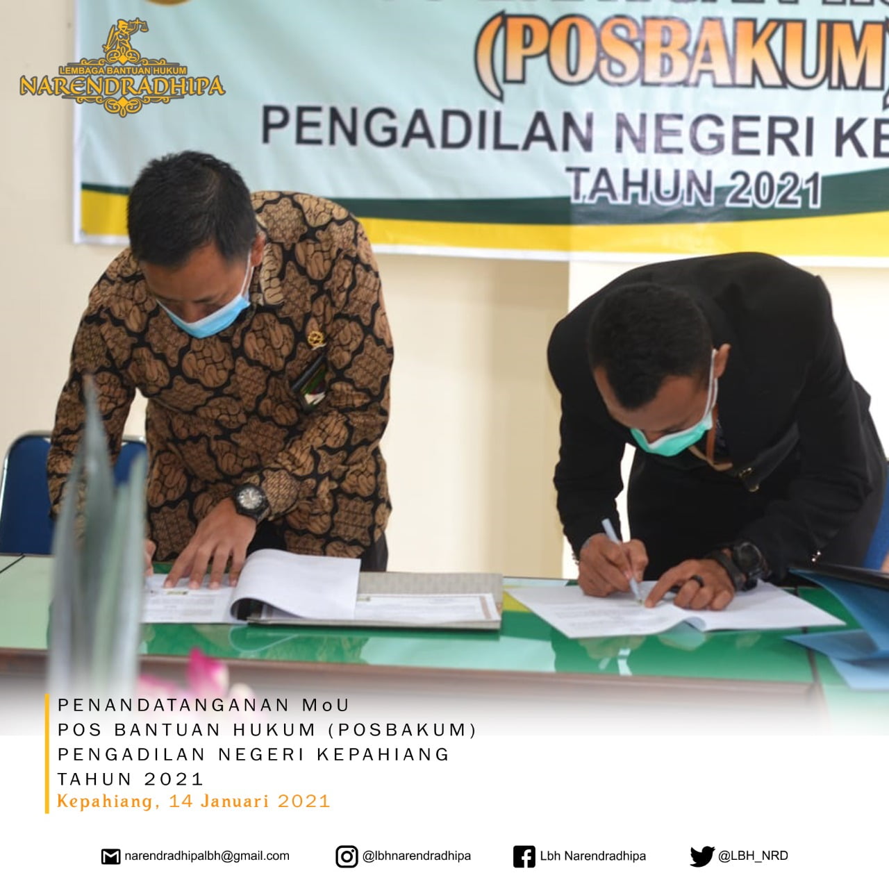 Perkuat Sinergi, LBH Narendradhipa dan Pengadilan Negeri Kepahiang Teken MoU