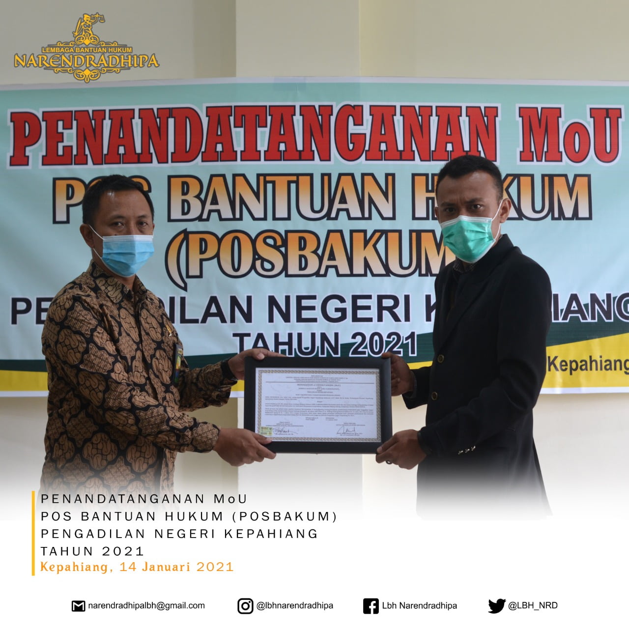 LBH Narendradhipa Teken MoU Pengadilan Negeri Kepahiang