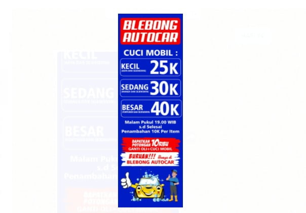 Blebong Autocar Tempat Servis dan Cuci mobil Murah Ada Diskon Khusus