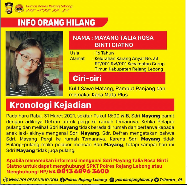Pamit Kerumah Teman, Sudah Seminggu Mayang Belum Pulang