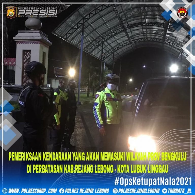 Polres Rejang Lebong Pantau Pos Penyekatan Jalur Mudik Serta Bagikan APD