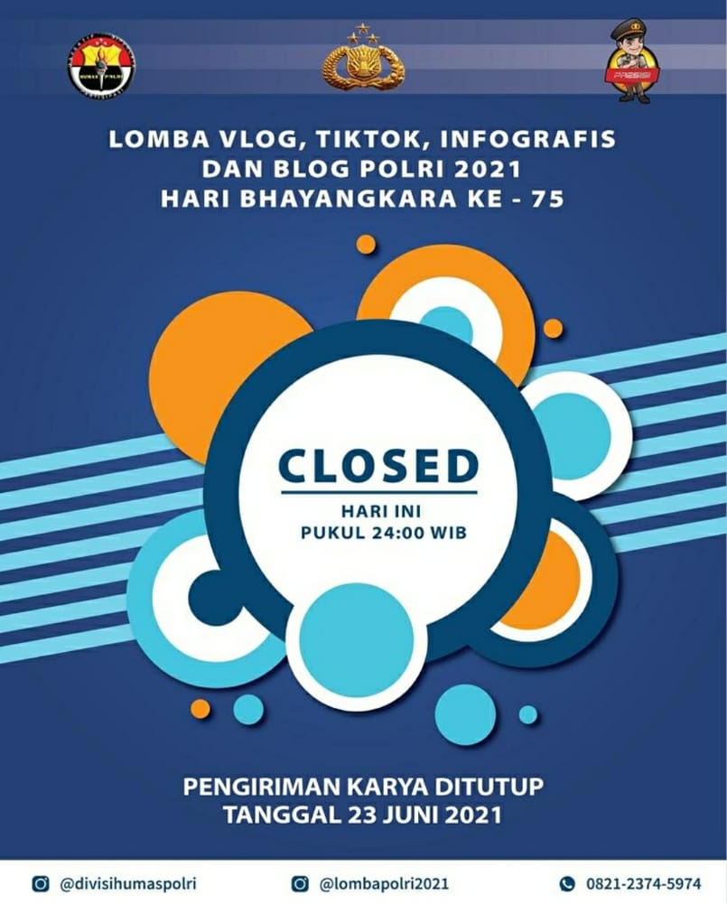 Lomba Vlog, Tiktok, Infografis dan Blog Hari Bhayangkara Ditutup Hari Ini Gaees!