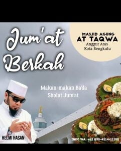 Jumat Berkah, Helmi Hasan Ajak Warga Muslim Makan-Makan di Masjid At-Taqwa