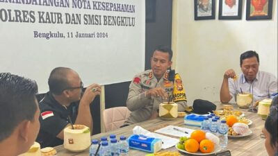 Perkuat Sinergi Pemilu Damai, Kapolres Kaur Kunjungi Kantor SMSI Bengkulu