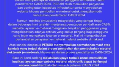 Layanan E-Meterai Error, Pendaftaran CPNS Terganggu