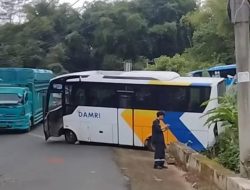 Mesin Mati saat Nanjak, Bus Damri Lebong-Bengkulu Alami Lakalantas