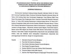 Pemprov Bengkulu Instruksikan Seluruh Pegawai Bayar Zakat