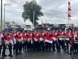 1 SST Brimob Polda Bengkulu Meriahkan Kirab Bendera Merah Putih HUT RI ke-80