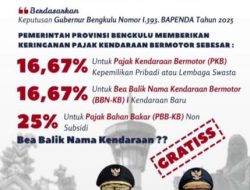 Gubernur Bengkulu Beri Keringanan Pajak Kendaraan hingga Akhir 2025