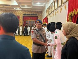 Dansat Brimob Polda Bengkulu Hadiri Pengukuhan Paskibraka Provinsi Bengkulu 2025