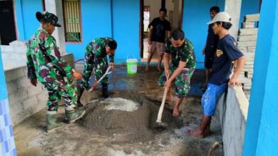 Sambut HUT ke-80 TNI, Kodim 0428 Mukomuko Bersihkan dan Rehab Masjid Nelayan