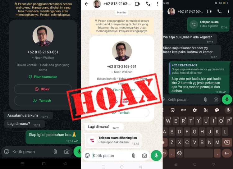 Kepala Dinas Pemuda dan Olahraga Bengkulu, Nopri Walihan, dicatut oleh penipu melalui WhatsApp