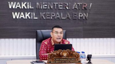 Wakil Menteri ATR/BPN Ossy Dermawan memaparkan pemanfaatan artificial intelligence untuk pengelolaan data pertanahan dan tata ruang dalam webinar nasional