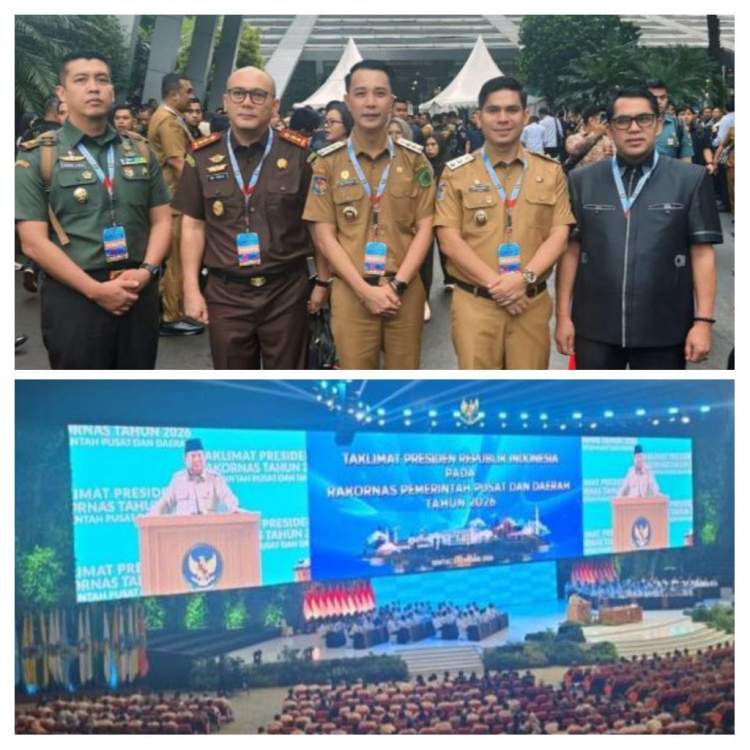 Bupati Rejang Lebong Fikri Thobari dan Wakil Bupati Hendri Praja menghadiri Rakornas Pemerintah Pusat dan Daerah 2026 di SICC Bogor