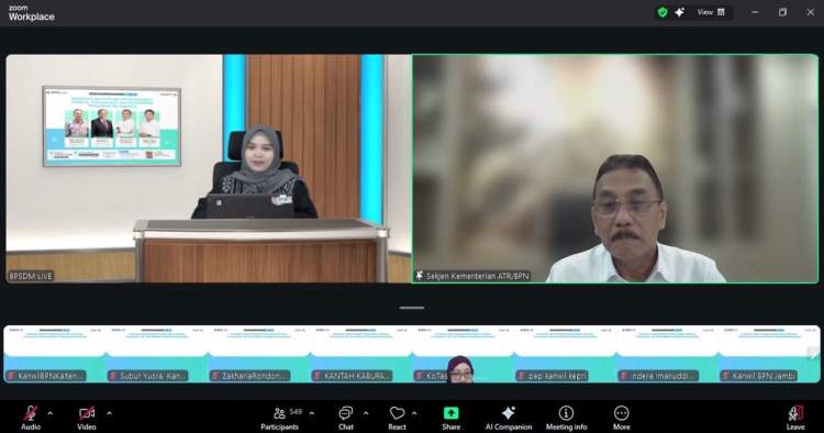 Sekjen ATR/BPN memberikan materi dalam Webinar Nasional Pengadaan Barang/Jasa untuk memperkuat transparansi dan akuntabilitas pengadaan di seluruh Satker.