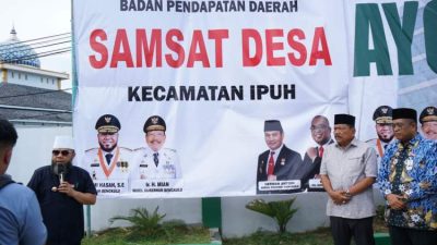 Gubernur Bengkulu meresmikan layanan Samsat Desa di Kecamatan Ipuh Kabupaten Mukomuko untuk memudahkan pembayaran pajak kendaraan