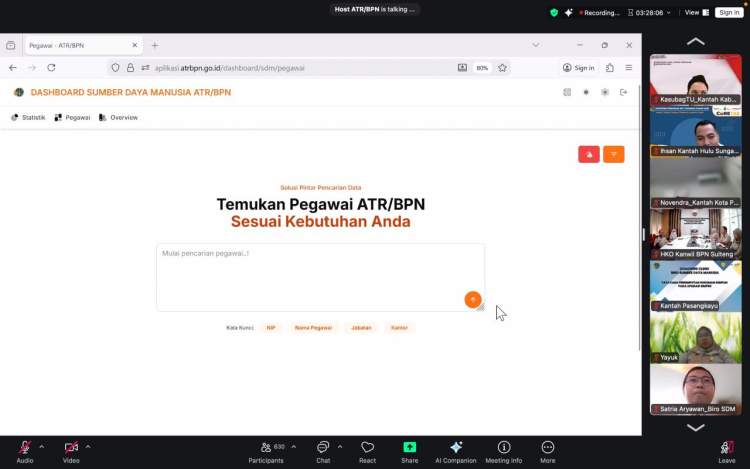 Sekjen ATR BPN membuka sosialisasi aplikasi Dashboard SDM untuk mendukung sistem merit dan manajemen talenta ASN di Jakarta.