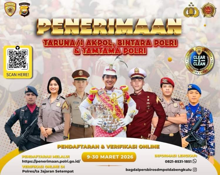 Kabid Humas Polda Bengkulu Kombes Pol Ichsan Nur menyampaikan informasi rekrutmen anggota Polri 2026 melalui jalur Akpol, Bintara dan Tamtama.
