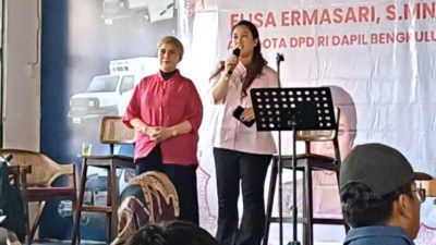 Elisa Ermasari menghadiri acara halalbihalal bersama masyarakat Bengkulu dan menyampaikan isu perlindungan petani