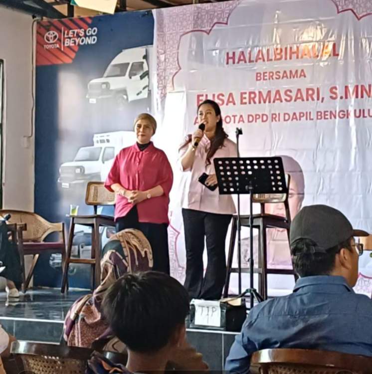 Elisa Ermasari menghadiri acara halalbihalal bersama masyarakat Bengkulu dan menyampaikan isu perlindungan petani