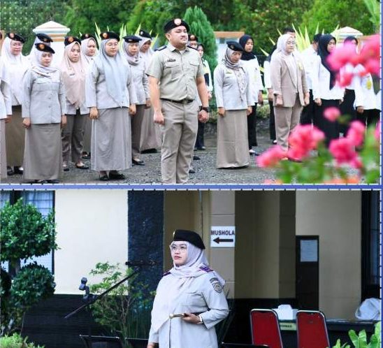 Pegawai BPN Bengkulu Tengah mengikuti apel pagi dengan arahan percepatan PTSL dan adaptasi P3K