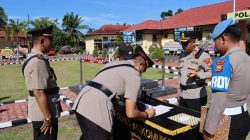 Upacara serah terima jabatan perwira Polres Mukomuko di halaman Mapolres