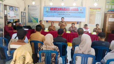 Musyawarah desa Meranti Jaya membahas pembangunan jalan rabat beton tahun 2026