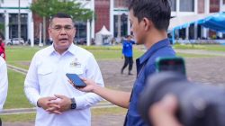 Wamen ATR/BPN Ossy Dermawan menghadiri apel kesiapsiagaan karhutla di Palembang.