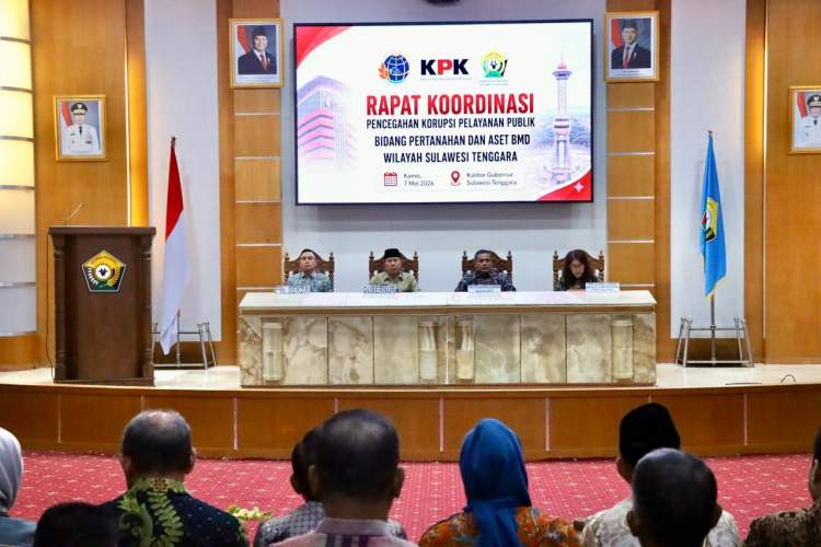 Rapat koordinasi ATR/BPN bersama KPK dan pemerintah daerah Sulawesi Tenggara di Kantor Gubernur Sultra.