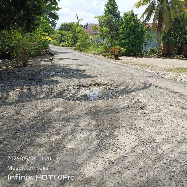 Kondisi jalan berlubang parah di Desa Kota Bumi Baru Bengkulu Selatan